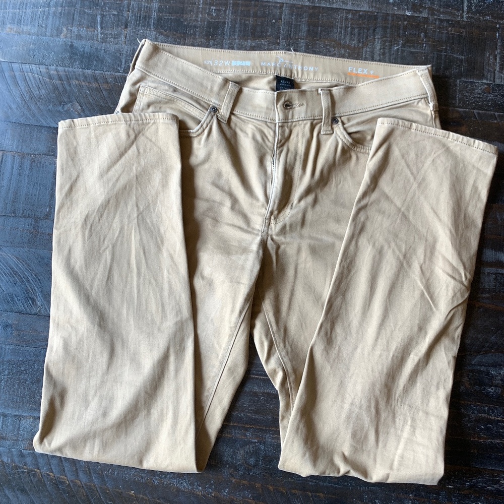 Marc Anthony Khaki Flex+ Slim Straight Pants 32x32